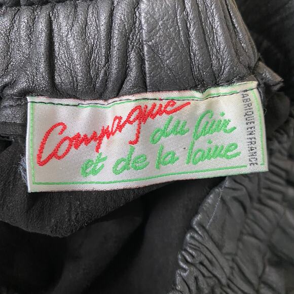 VTG 80 Compagnie‎ Whimsigoth Patchwork Midi Skirt Women S Black Leather ALTERED - Picture 7 of 11